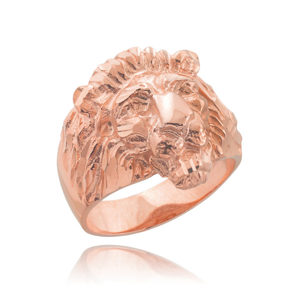 Men's Solid Rose Gold Lion Head Ring