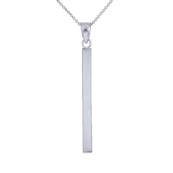 Sterling Silver Vertical Bar Pendant Necklace