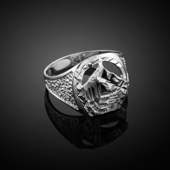 Sterling Silver Horse Head with Horseshoe Ring | Horse Rings