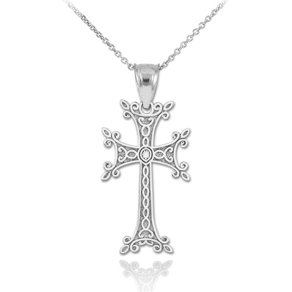 Sterling Silver Armenian Cross Religious Pendant Necklace