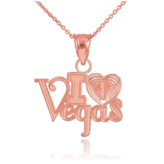Rose Gold "I Love Vegas" Pendant Necklace