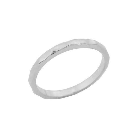 White Gold Hammered Baby Ring