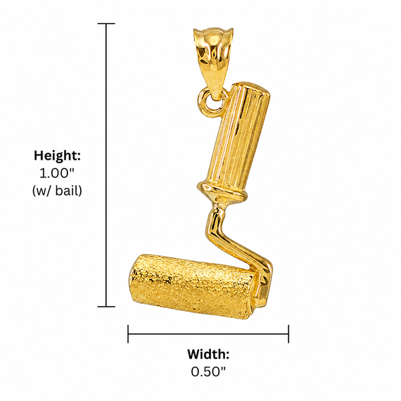 Gold Paint Roller Pendant Necklace(Available in Yellow/Rose/White Gold)