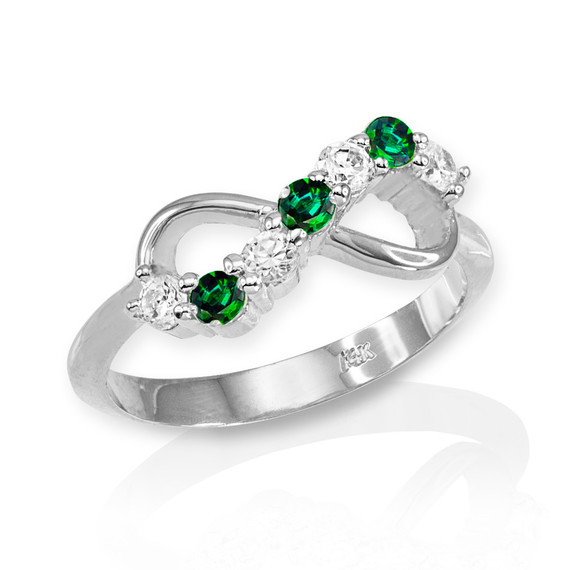 Sterling Silver Triple Birthstone Infinity CZ Ring