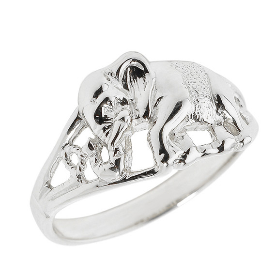 Sterling Silver Openwork Elephant Ring