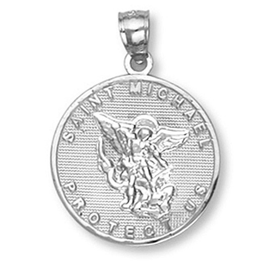 Solid Gold Saint Michael Pendant Necklace ( Available In Two Tone And White Gold)