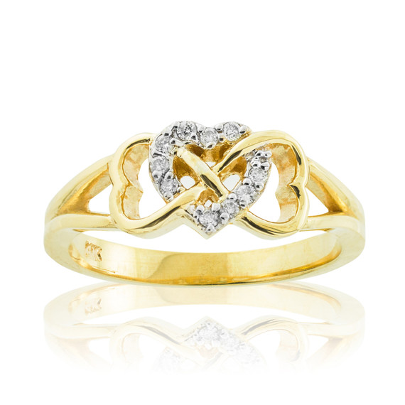 Gold Diamond Infinity Heart Ring
