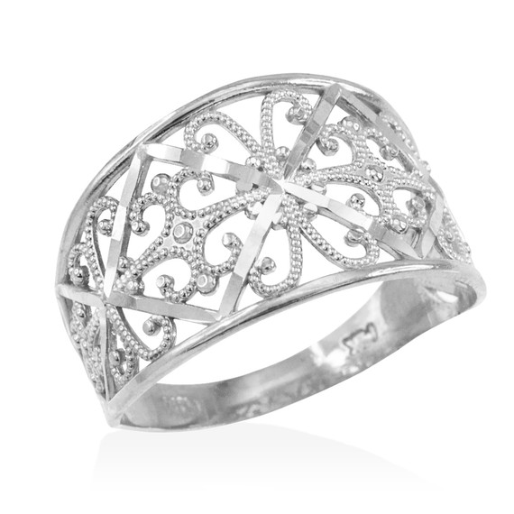 White Gold Filigree Ring