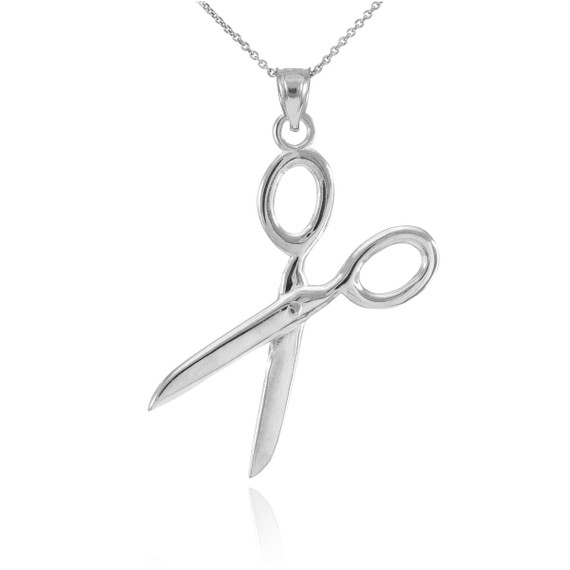 White Gold Scissors Pendant Necklace