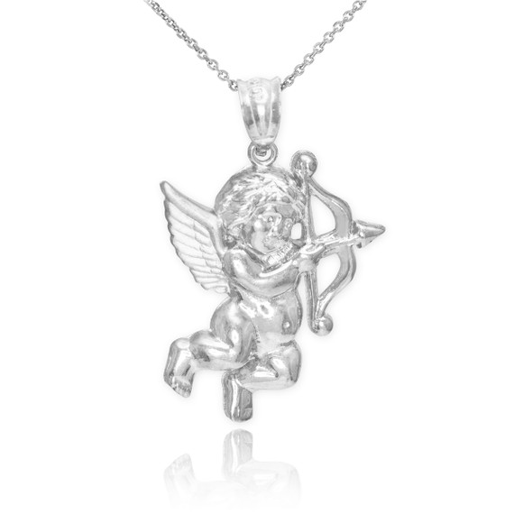 White Gold Cupid Pendant Necklace