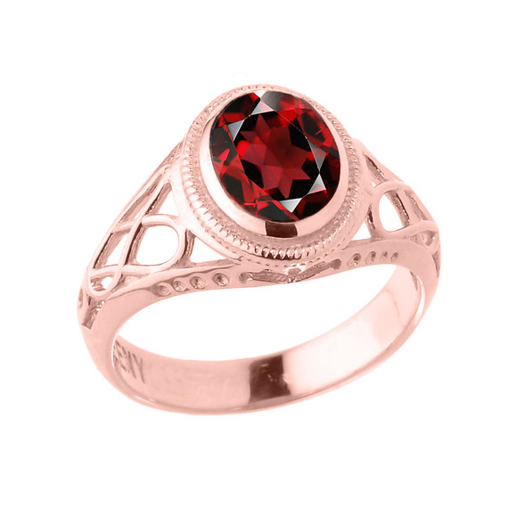 Rose Gold Celtic Lady's CZ Birthstone Ring