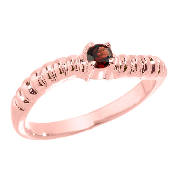 Rose Gold Curved Stackable CZ Birthstone Ring