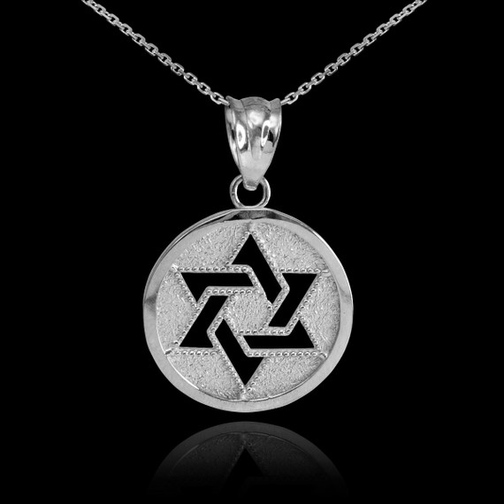 White Gold Cut-Out Star of David Pendant Necklace