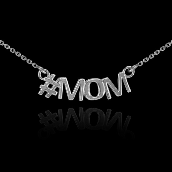 .925 Sterling Silver "#MOM" Hashtag Mother's Necklace