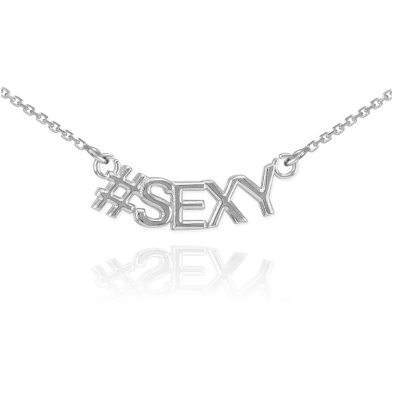 .925 Sterling Silver "#SEXY" Hashtag Necklace