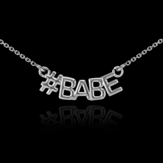 .925 Sterling Silver "#BABE" Hashtag Necklace