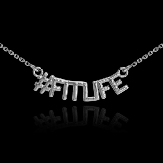 .925 Sterling Silver "#FITLIFE" Hashtag Fitness Necklace