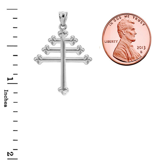 Solid White Gold Maronite Cross Pendant