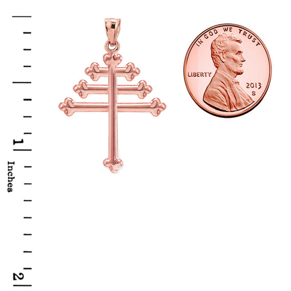 Solid Rose Gold Maronite Cross Pendant
