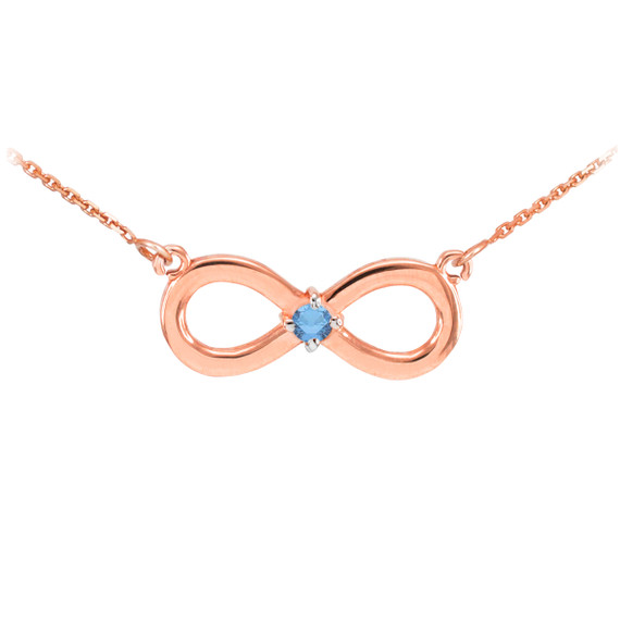 14k Rose Gold Infinity CZ Birthstone Necklace