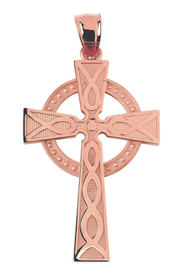 Gold Celtic Cross Charm Pendant Necklace(Available In Yellow/Rose/White Gold)