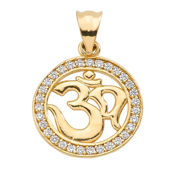 Yellow Gold Diamonds Studded Om/Ohm Pendant