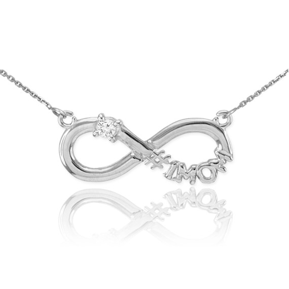 Sterling Silver Infinity #1MOM CZ Birthstone Necklace