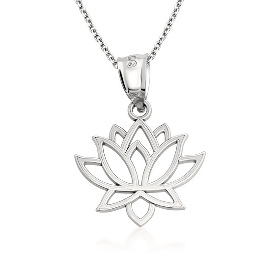 Sterling Silver Lotus Flower Pendant Necklace
