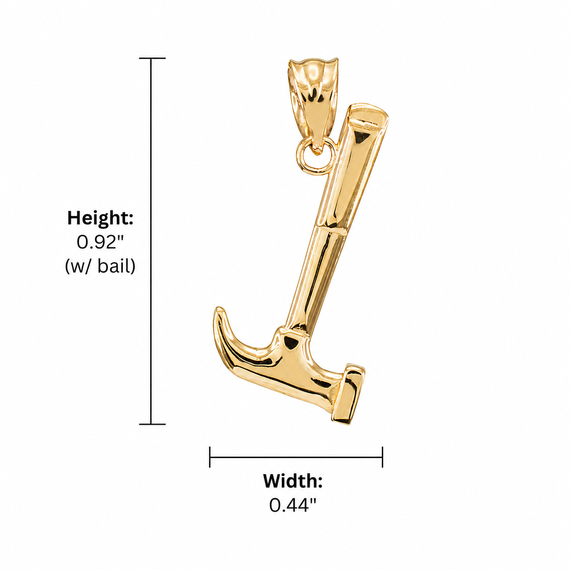Polished Gold Hammer Pendant Necklace(Available in Yellow/Rose/White Gold)