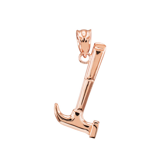 Polished Rose Gold Hammer Pendant Necklace