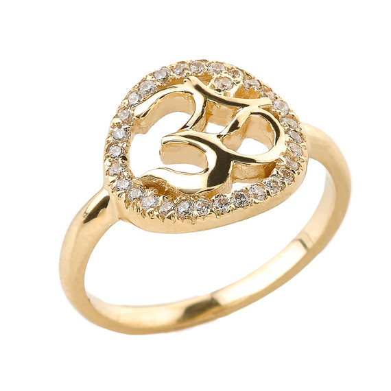 Gold Diamonds Studded Om/Ohm Ring