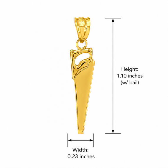 Polished Gold Saw Pendant Necklace(Available in Yellow/Rose/White Gold)