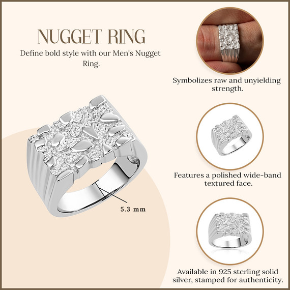 Sterling Silver Men's Nugget Ring