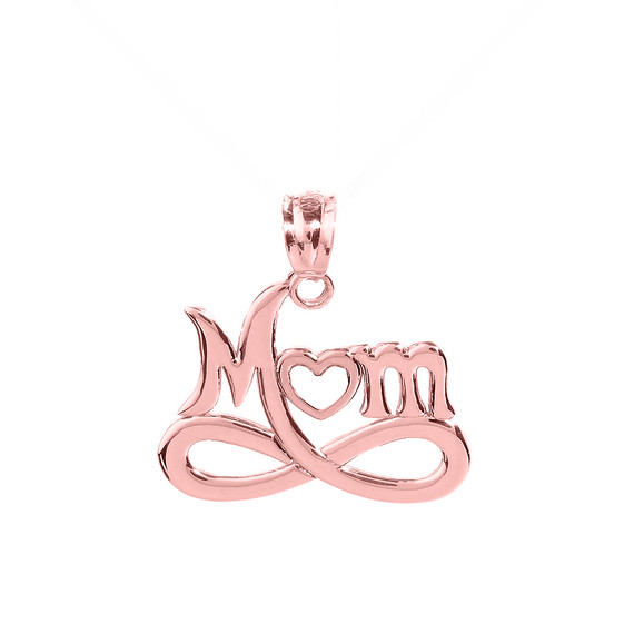 Rose Gold Infinity "MOM" Open Heart Pendant Necklace