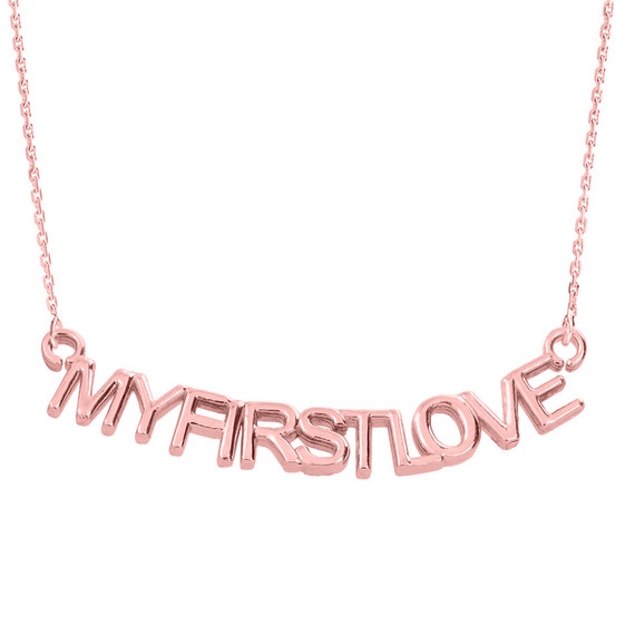 14K Rose Gold  "MYFIRSTLOVE" Pendant Necklace