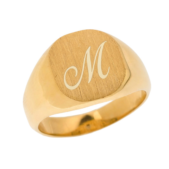 Solid Gold Engravable Men's Signet Ring(Available in Yellow/White Gold)