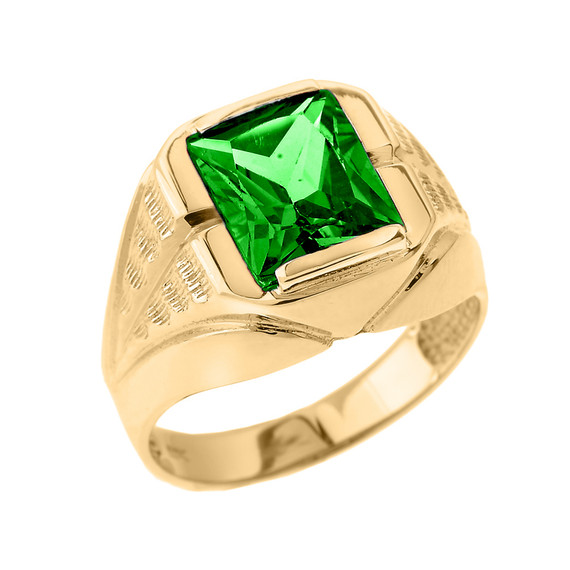 Yellow Gold Custom Emerald Birthstone Ring