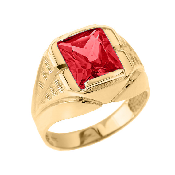 Yellow Gold Custom Ruby Birthstone Ring