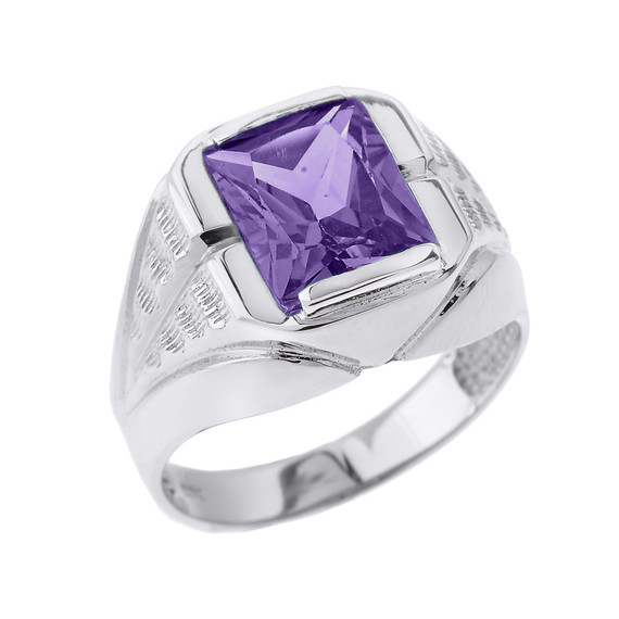 White Gold Personalized Gemstone Men's Ring