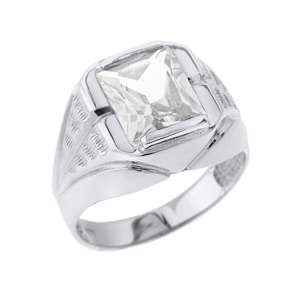 White Gold Custom Clear Cubic Zirconia Birthstone Ring