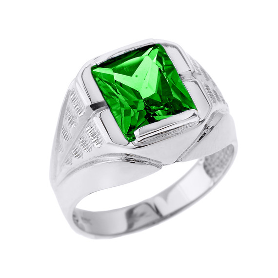 White Gold Custom Emerald Birthstone Ring