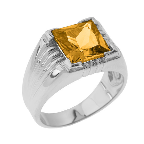 Sterling Silver Aquamarine Gemstone Men's Statement Ring