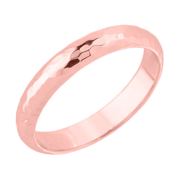 Rose Gold 4 mm Hammered Wedding Band