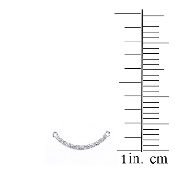 14k White Gold Smiley Face Curved Diamond Necklace