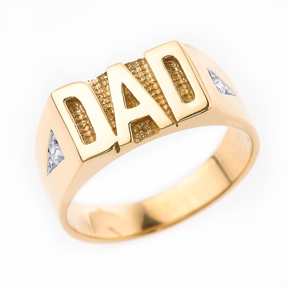 Gold Diamond "DAD" Men's Ring