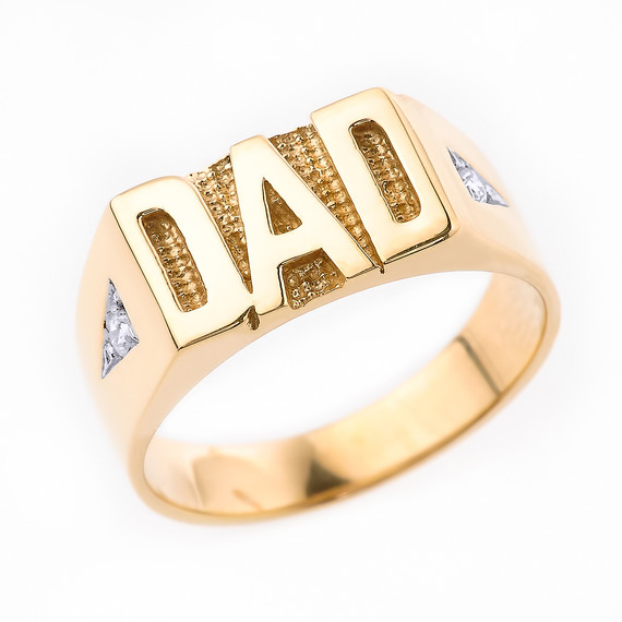 Gold Diamond "DAD" Men's Ring