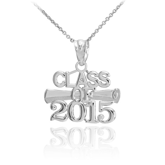 Silver 'CLASS OF 2015' Graduation Charm Pendant Necklace