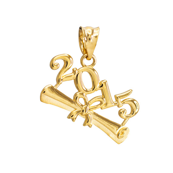 2015 Class Graduation Gold Pendant Necklace