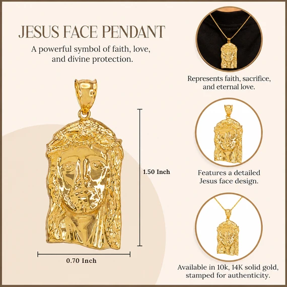 Gold Polished Jesus Face Pendant(Available In Yellow/Rose/White Gold)
