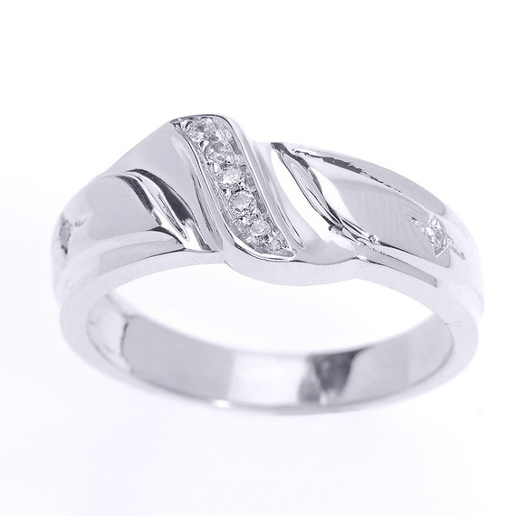 Men's Diamond Wedding Band in White Gold